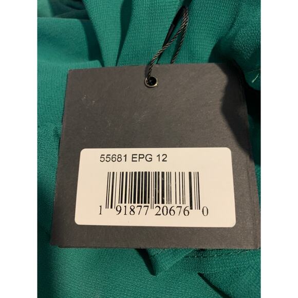 MAC DUGGAL Dress Size 12 Evening Gown NEW Emerald Green Chiffon Plunge Neck - Picture 7 of 10